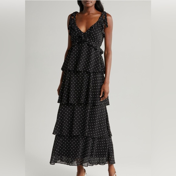 WAYF Dorothy Tiered Polka Dot Maxi Dress S NWT - Picture 1 of 6